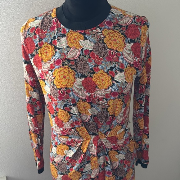 ZARA TRF viscose floral print draped faux wrap dress Sz S - Picture 4 of 11